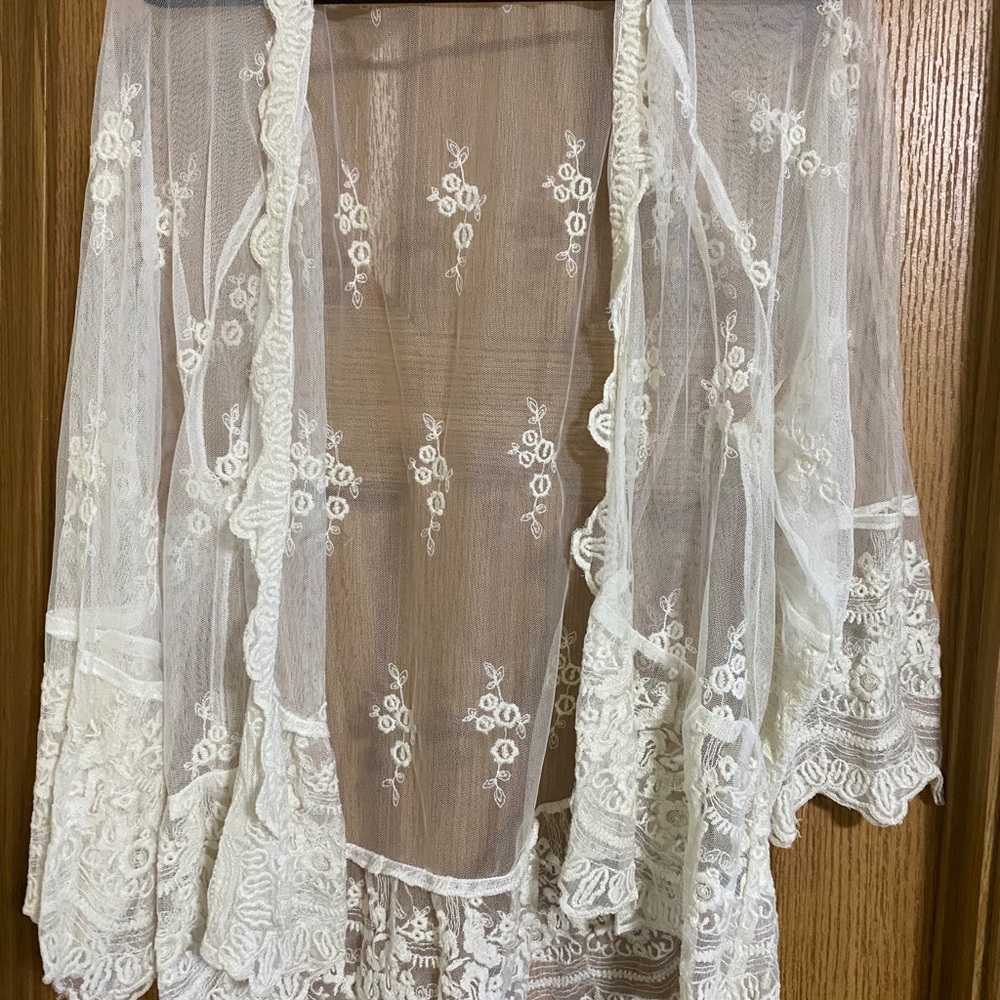 Sheer and lace cardigan